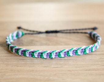 Genderqueer pride square knot bracelet or anklet || LGBTQA+ jewelry