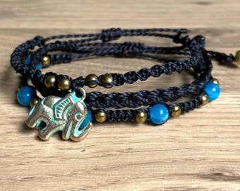 Elephant apatite beaded bracelet stack || Apatite blue bracelet set