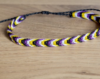 Non Binary pride Square knot Bracelet or anklet || LGBTQA+ jewelry