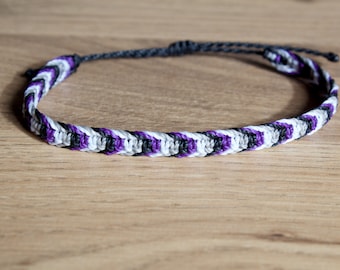 Asexual pride square knot bracelet or anklet || LGBTQA+ ace jewelry