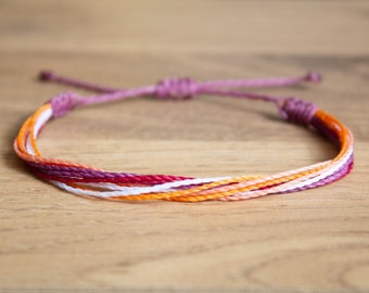 Orange Lesbian pride loose layered bracelet or anklet || LGBTQA+ jewelry