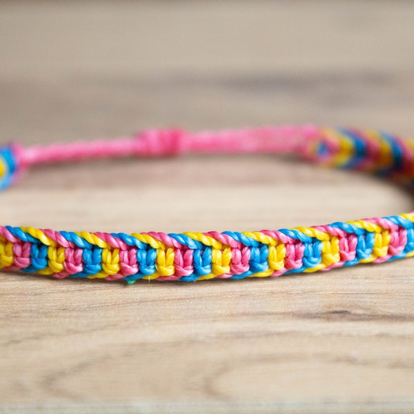 Pansexual pride Square knot Bracelet or anklet || LGBTQA+ jewelry