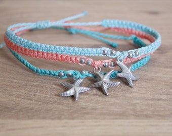 Starfish Bracelet, sea and beach lovers macrame waterproof friendship bracelet