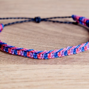 Bisexual pride square knot Bracelet or anklet || LGBTQA+ jewelry