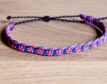 Bisexual pride square knot Bracelet or anklet || LGBTQA+ jewelry