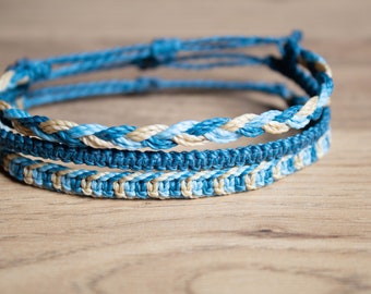 Set of mens blue bracelets or Anklets