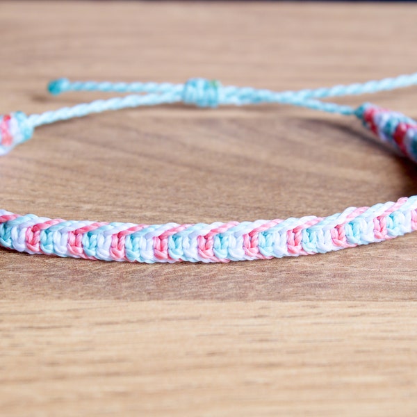 Transgender pride Square knot Bracelet or anklet || LGBTQA+ jewelry