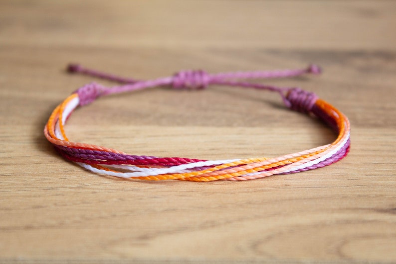 Orange Lesbian pride loose layered bracelet or anklet || LGBTQA+ jewelry 