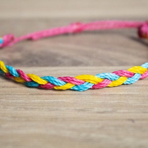 Pansexual pride braided bracelet or anklet || LGBTQA+ jewelry