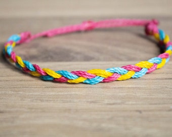 Pansexual pride braided bracelet or anklet || LGBTQA+ jewelry