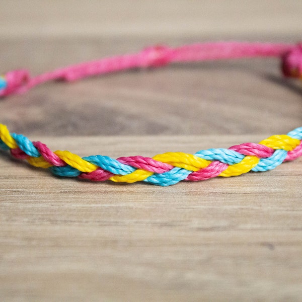 Pansexual pride braided bracelet or anklet || LGBTQA+ jewelry