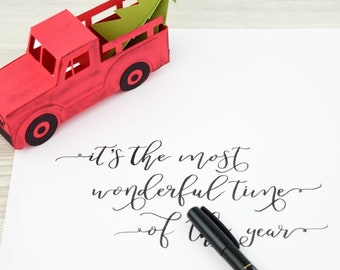 Christmas Hand Lettering Practice Sheets: Modern Calligraphy (PDF/JPG Printable or Digital Lettering)