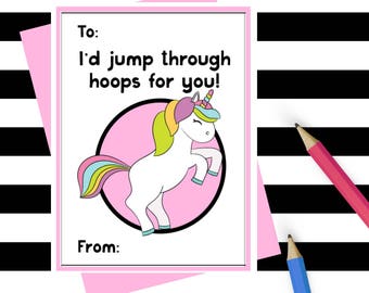 Unicorn Valentine's Day Valentines Cards for Kids, Classroom Valentines, Instant Download