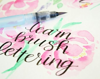 Brush Calligraphy Practice Sheets: Basic Strokes Lettering Worksheets (Digital Download)