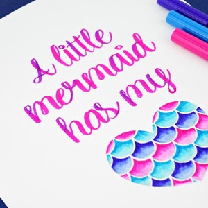 Mermaid Hand Lettering Practice Sheets, Mermaid Wall Art, Hand-lettering, Instant Download, Brush, Bounce, and Modern Calligraphy image 4