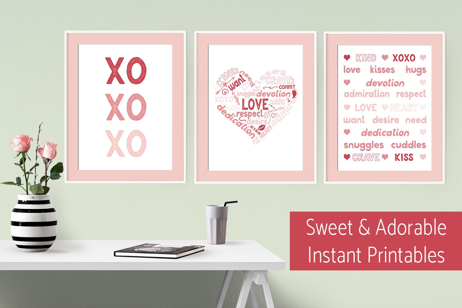 Valentine's Day Printable Wall Art Trio Instant Download Etsy