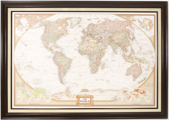 Personalized Framed World Map In Antique Tones 100 Pins To Etsy