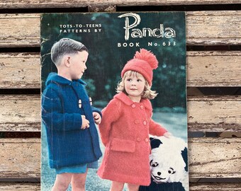 Vintage 1950's Panda Children Knitting Patterns - Tots - To Teens - 1960's - Coats - Cardigan - Jumper - Children Knitting Pattern Books