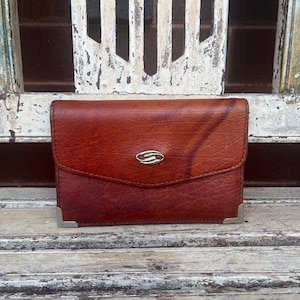 Vintage 1970's Leather Clutch/Purse/ Wallet - Tan - Passport wallet - Travel Wallet