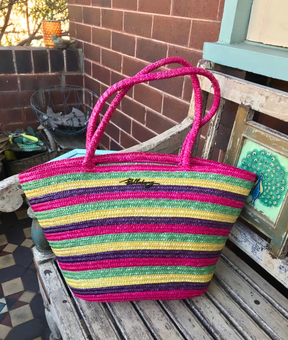 Vintage Striped Billabong Basket - Market Basket