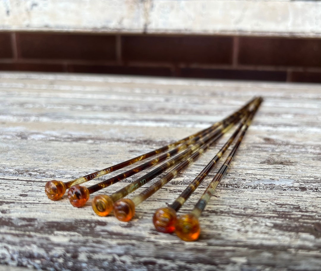3 Pairs of Vintage Faux Tortoise Shell Knitting Needles. Etsy