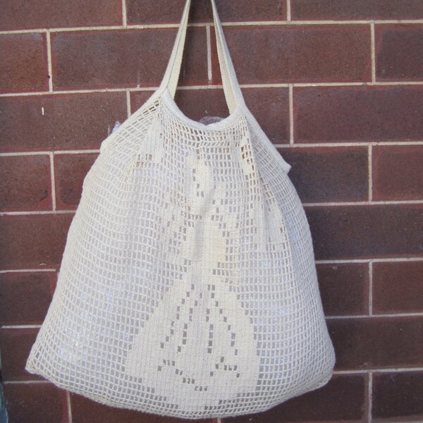 Vintage Cream Crochet String Bag