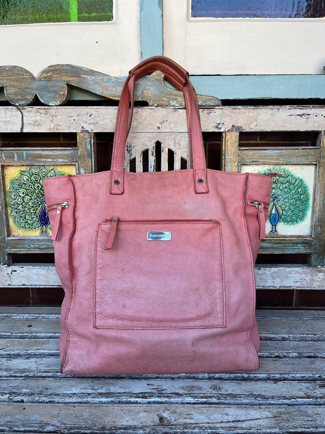 Large Pink Leather Sportscraft Tote Bag Travel Bag Vintage Etsy Australia