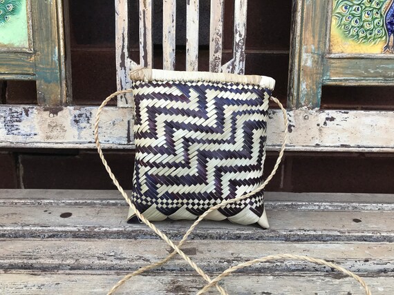 Vintage Fijian Woven Wicker Shoulder Bag - Vintage