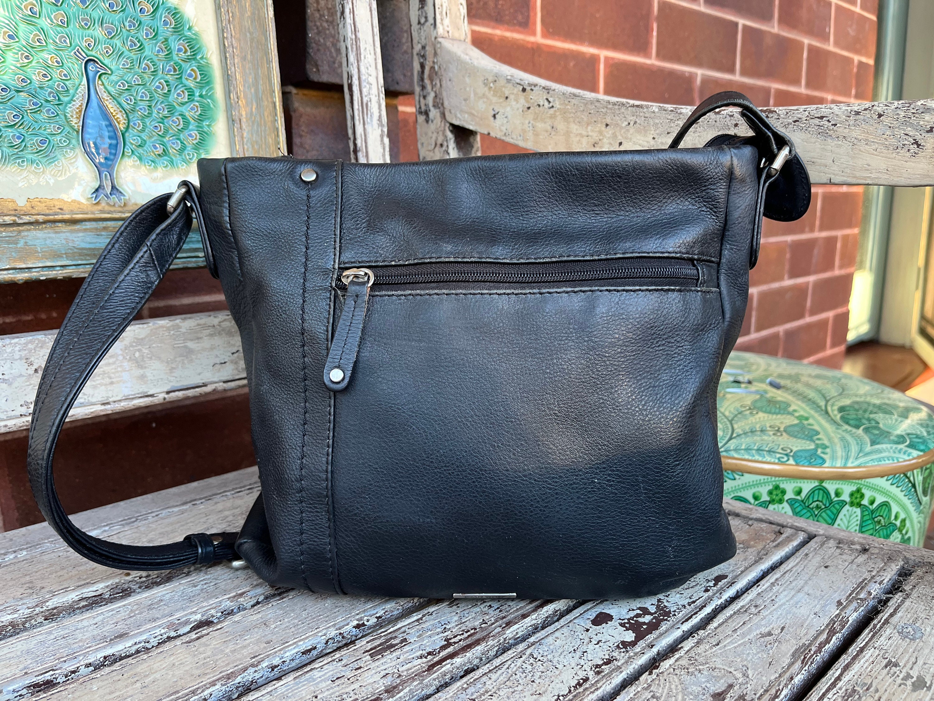 Vintage 1990 s Black Leather Joan Weisz Shoulder cross Body Bag Boho Etsy