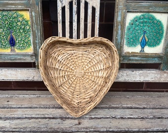 Vintage Heart Shaped Basket - Valentines Day - Gift Basket - Vintage Storage Basket