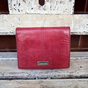 Red Leather Oroton Ladies Wallet - Leather Purse -  Retro Wallet - Small