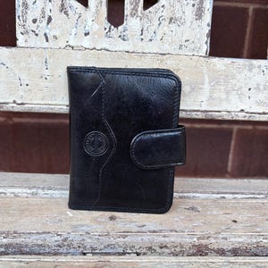 Small Vintage Black Leather Capelle Card Holder - Six Spaces