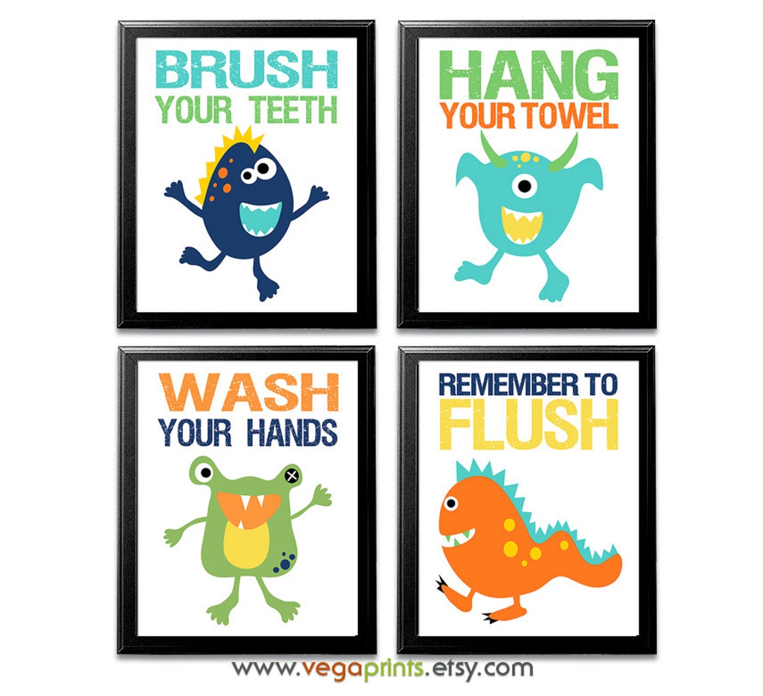 Baby Boy Monsters Bathroom Art Set DIGITAL FILE Baby Boy Etsy