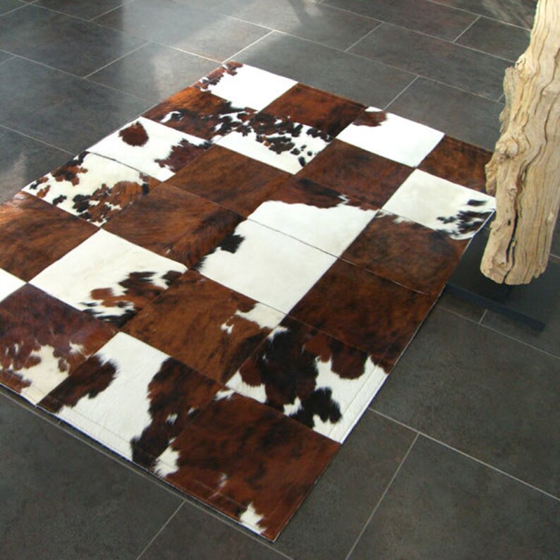 Tricolor Patchwork Cowhide Rug Cow Hide Area Rugs Etsy