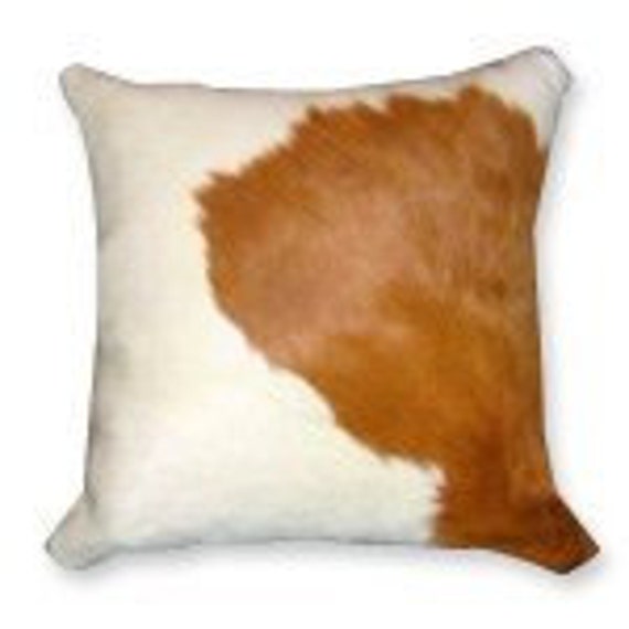 white cowhide pillow