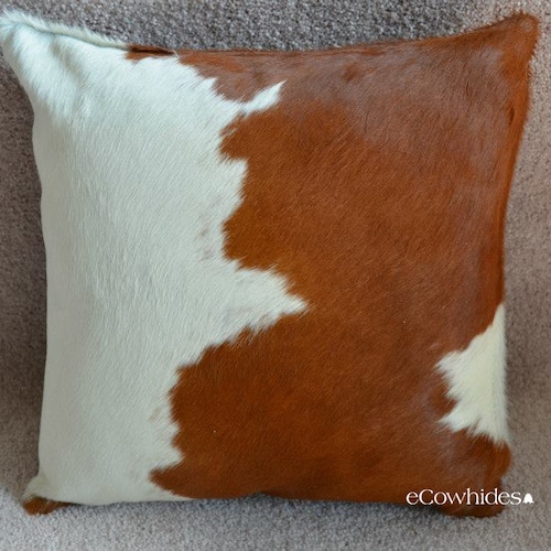 Exotic Decorative Cowhide Throw Pillow Cover Brown Reddish Etsy