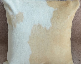 Cowhide Pillow Palomino and White