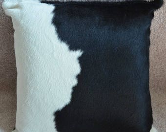Black and White Cowhide Pillow Cover Hide Cushions Skin Leather