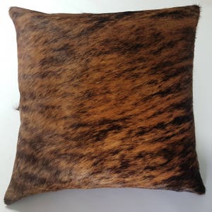 Brindle Cowhide Pillow Cover Hide Cushions Skin Leather image 1