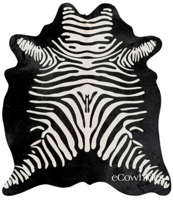 Zebra Reverse Kuhfell Teppich Etsy