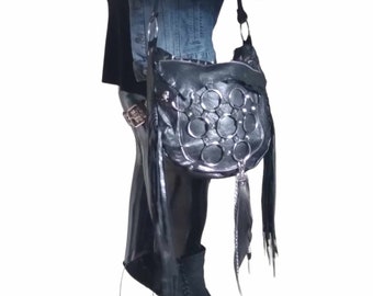 Black Motorcycle Bag Motorcycles Harley  Leather Bag Irregular Tassels Tassel Bag Designer Iron Bags Bike Bags