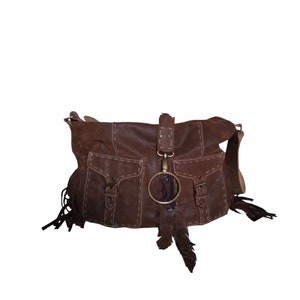 Large recycled suede handbag leather purse