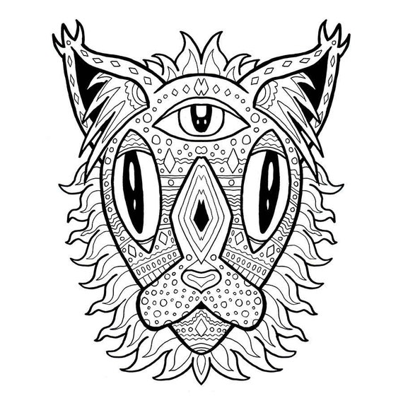 Download Mandala Cat Coloring Page Adult Coloring Anti Anxiety | Etsy