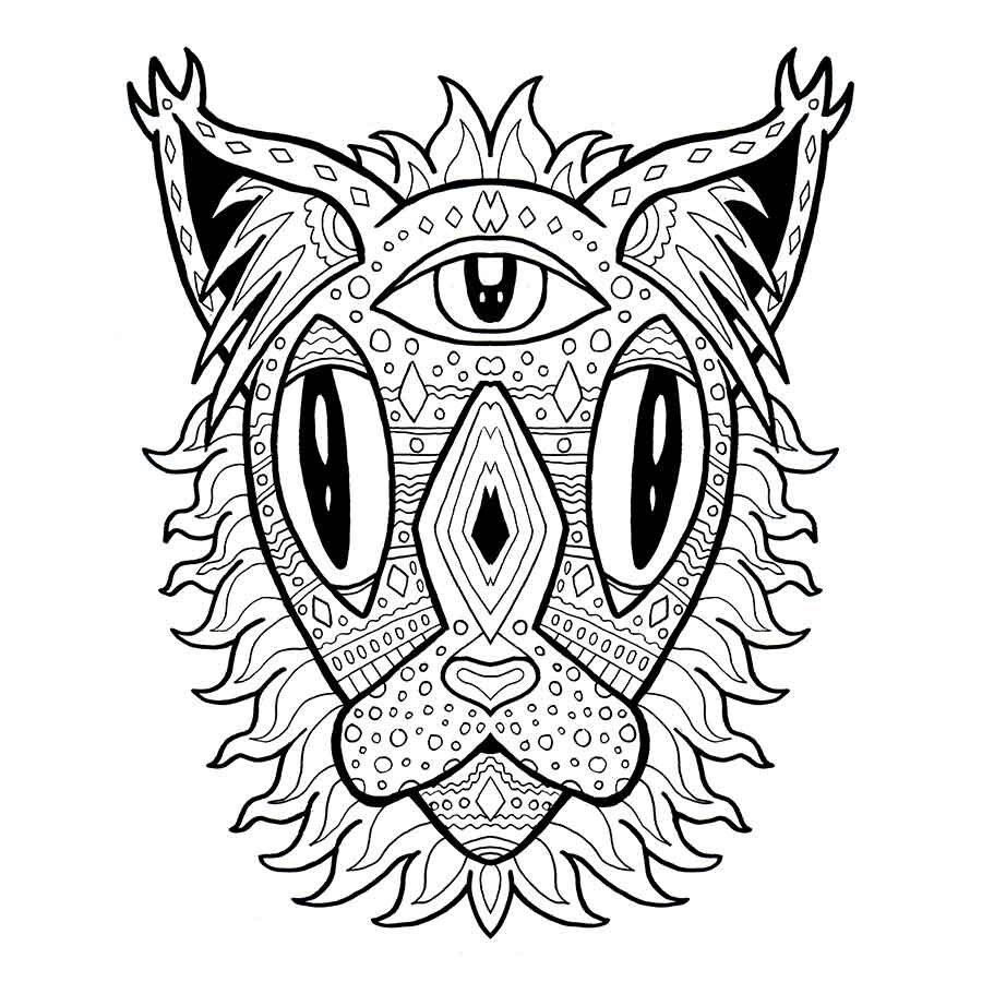 Mandala Cat Coloring Page Adult Coloring Anti Anxiety | Etsy