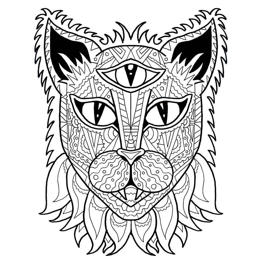 Download Cat Coloring Page Adult Coloring PDF Anti Stress Coloring ...