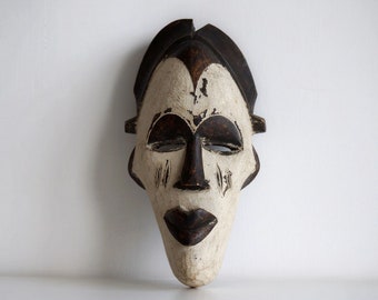 Large African Cameroon mask white and black