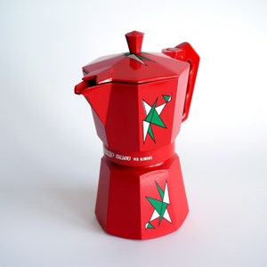 Cafetera Mini Express con base roja y 2 vasos - Aluminio - Bialetti