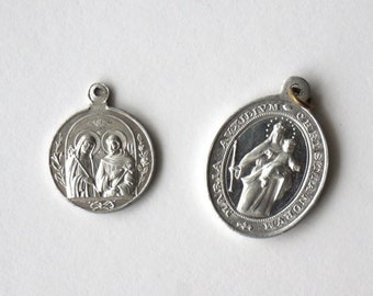 Francis of Assisi pendant and Catherine of Siena pendant vintage