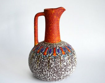 1950s fat lava orange vase, possibly Roberto Rigon