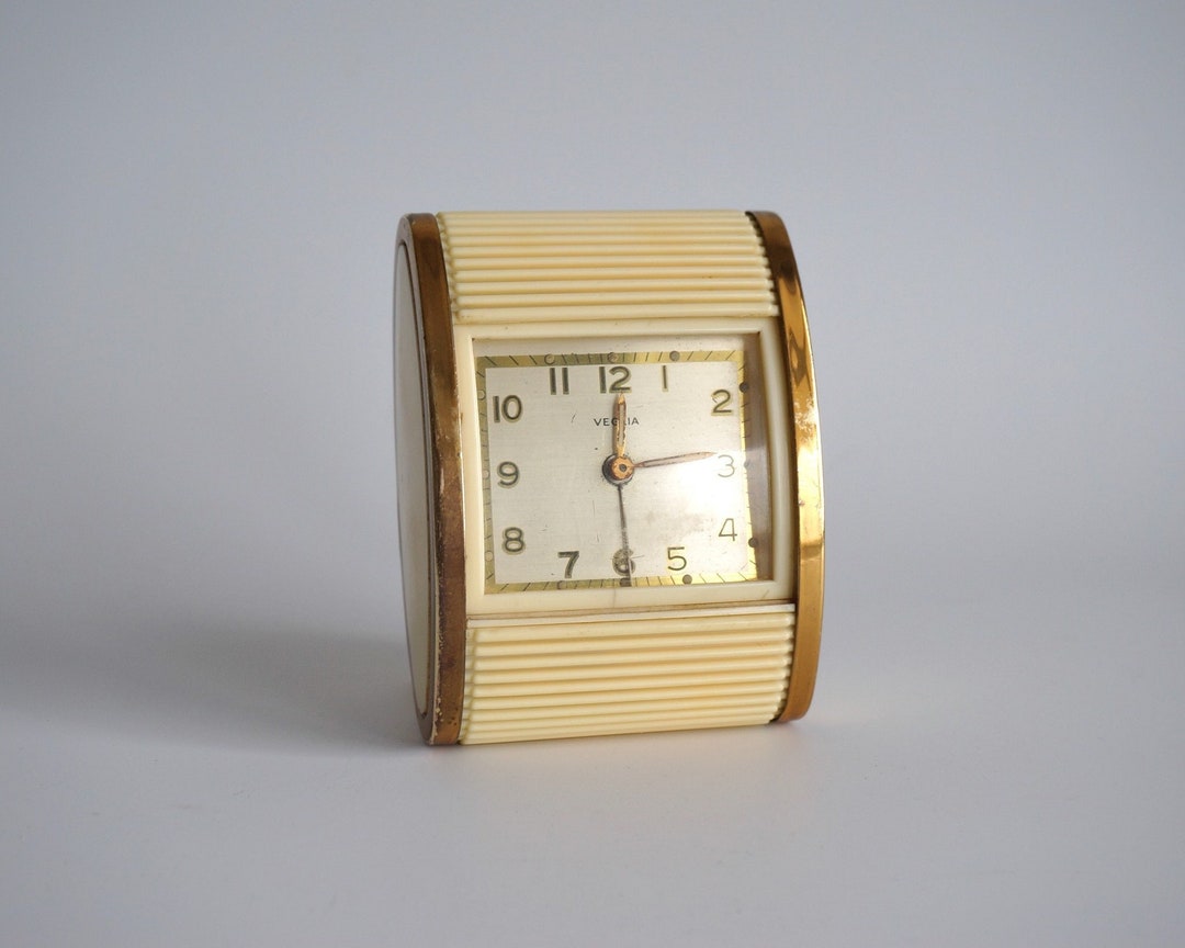 Rare Vintage Travel Alarm Clock Veglia White Bakelite Etsy